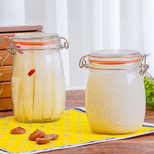 25 oz Glass Jars With Airtight Lids And Leak Proof Rubber Gasket (25oz*4-Round)