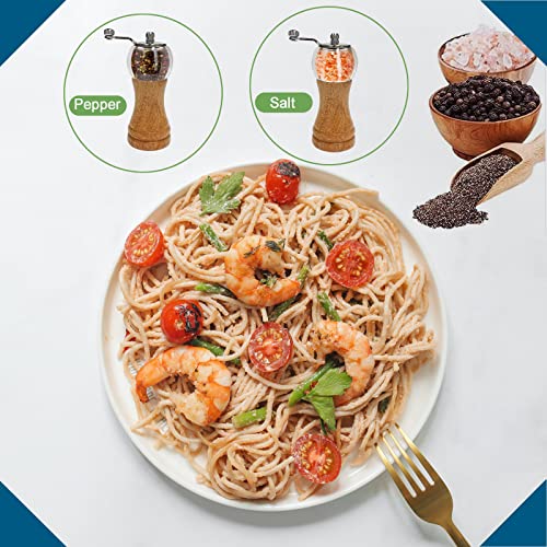 Manual Salt & Pepper Grinder Set 6in Pepper Mills Enjoy Freshest Seasoning (Burlywood 1pcs-6in)