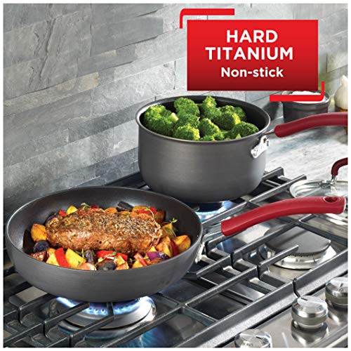Ultimate Hard Anodized Nonstick Cookware Set 12 Piece (Hard Anodized Red Handle)