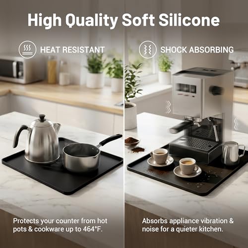 Silicone Coffee Mat for Countertop (Black / 16" x 16")