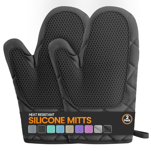 Silicone Oven Mitts (Dark Black)