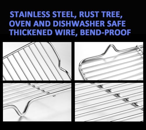 Oven Roasting Rack 11 x 15.4 inch Rectangle Baking Cooling Steaming Grilling Rack with 4 Legs Stainless Steel Rack (11"*15.4")