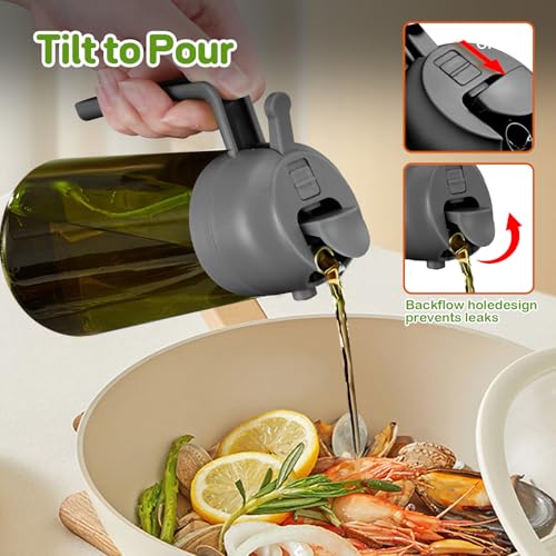 16oz 470ml Dark Green Oil Sprayer for Cooking with Stickers (10_Grey)
