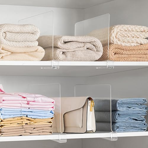 8 Pack 12 Inches [Extra Tall Version] Clear Shelf Dividers for Organization (Clear (12 Inches, Extra Tall Version) / 8 Pcs)