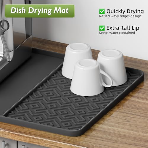 Silicone Coffee Mat with Raised Edges 19" x 12" (Black / 19" x 12")