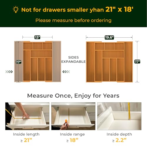 6 Piece Bamboo Drawer Organizer Set (Bundle: 10 Slots (Expandable) + 5 Pc Set)