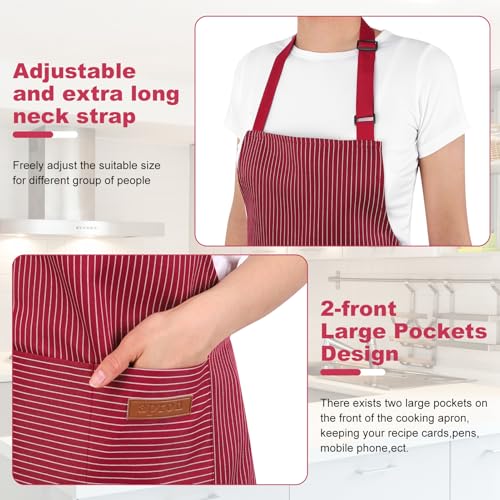 4 Pack Parent and Child Aprons Set (Red+black)