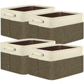 4 Pack Fabric Closet Storage Bins for Shelves (Brown / 4PCS/Small-12x8x8)