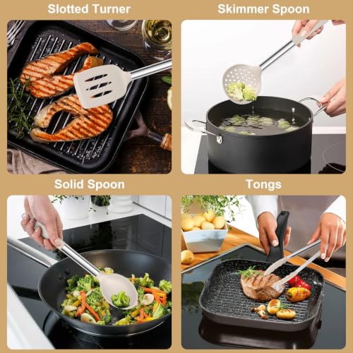 Silicone Cooking Utensils Set (Khaki)