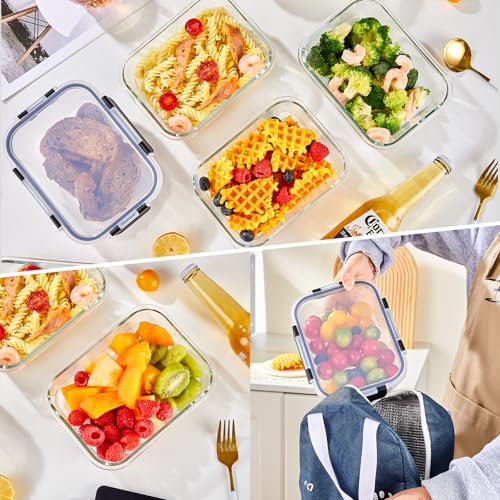 8 Pack 36OZ Glass Food Storage Containers with Lids (8 Pack-(36oz))
