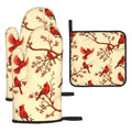 Red Cardinal Oven Mitts and Pot Holders Sets of 3 (Cardinal Bird)