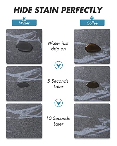 Coffee Mat Hide Stain Rubber Backed Absorbent Dish Drying Mat for Kitchen Counter (SMOKEY BLUE / 16"X24")