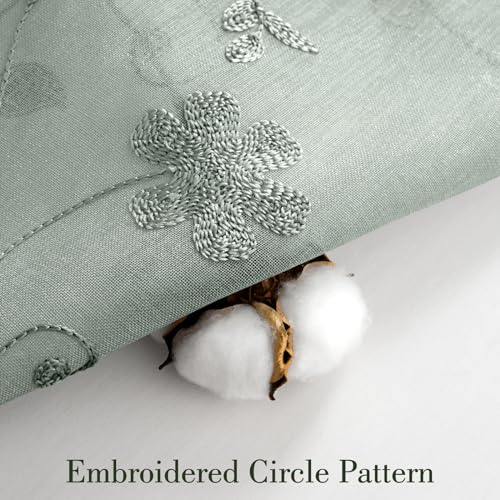 Sage Green Sheer Curtains 63 Inches Length 2 Panels Embroidered Floral Pattern Semi Sheer Window Curtains for Bedroom Living Room (52"W x 63"L (Pack of 2) / Sage Green)