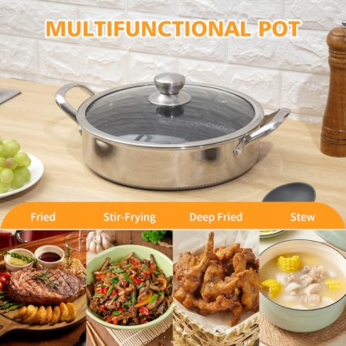 Saute Pan 10 Inch Nonstick Deep Frying Pan (Stainless-steel / 10inch)