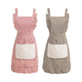 Cute Cotton Apron for Women (Medium / Red/Brown Striped)