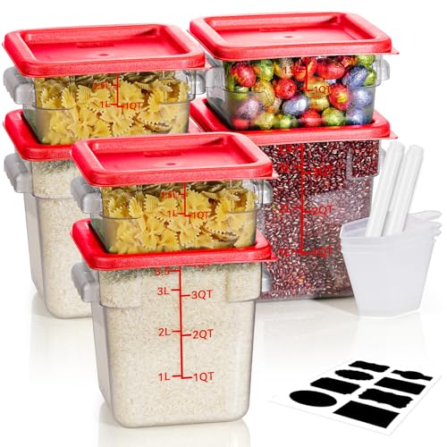 2QT&4QT 6PCS NSF Commercial Clear Food Storage Containers with Lids (E31-2-4QT-6PCS-RED)