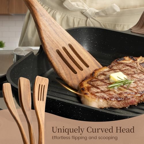 10 PCS Durable Natural Teak Wooden Cooking Utensil Set (10-Piece Set)