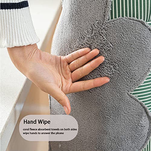 Women Kitchen Apron with Hand Wipe Pockets Adjustable Neck for Cooking Baking