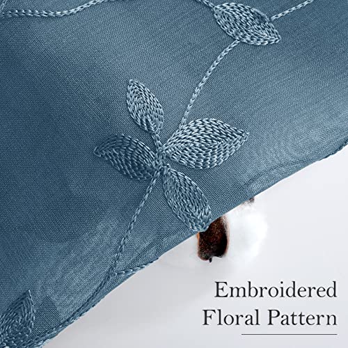 Cyan Blue Sheer Curtains Vine Embroidered (52"W x 84"L (Pack of 2) / Cyan Blue)