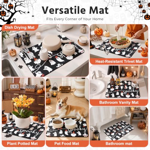 Ghost Halloween Dish Drying Mat (Halloween-Ghost / 12" X 20")