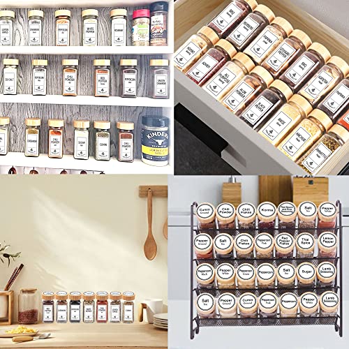 48 Pcs 4 oz Glass Spice Jars with 806 Spice Labels (Bamboo Lids)
