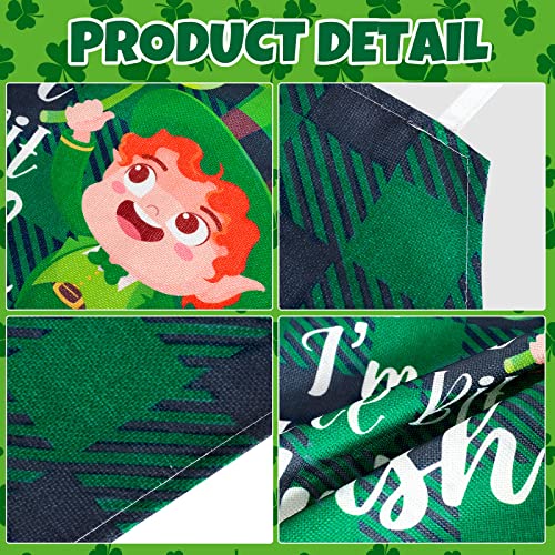 St. Patrick's Day Aprons 4 Pack Green Black Plaid Chef Cooking Aprons Shamrock Gnome Clover Adjustable Washable Kitchen Apron Collection for Irish Holiday Dinner Baking BBQ Grilling Supplies (St. Patrick's Day)