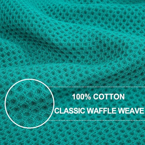 100% Cotton Waffle Weave Kitchen Dish Cloths 18 (Teal / 12 X 12 - 18 Pack)