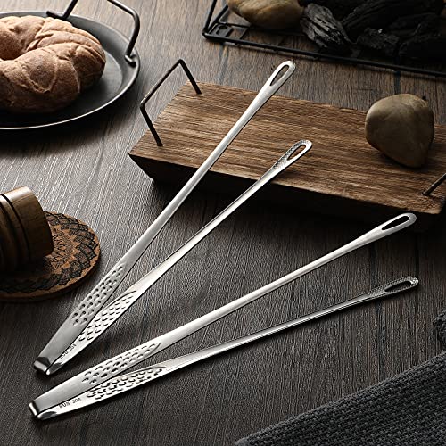 3 Pcs 11 Inches Korean BBQ Tongs Stainless Steel Kitchen Tweezers Grill (11 Inches)