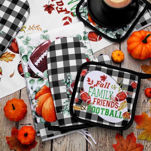 6 Pack Fall Thanksgiving Kitchen Decor Accessories Set (Bold Color / Maple Leaf)