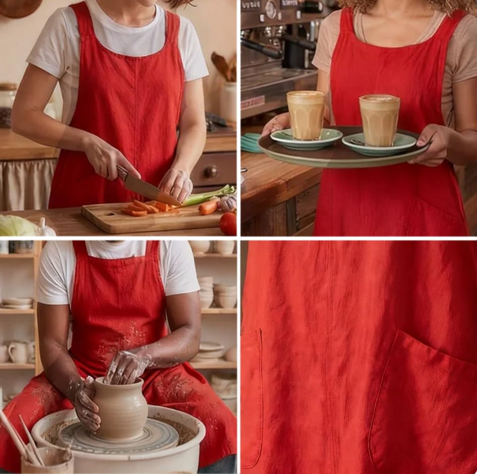 Soft Cotton Linen Cross Back Pull (Pink+red)