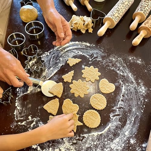 AZTEC Embossed Rolling Pin for Ceramic. Clay Roller and Ceramic Stamp for Embossing Pottery. Baking Gifts for Women by Algis Crafts for Embossed Cookies