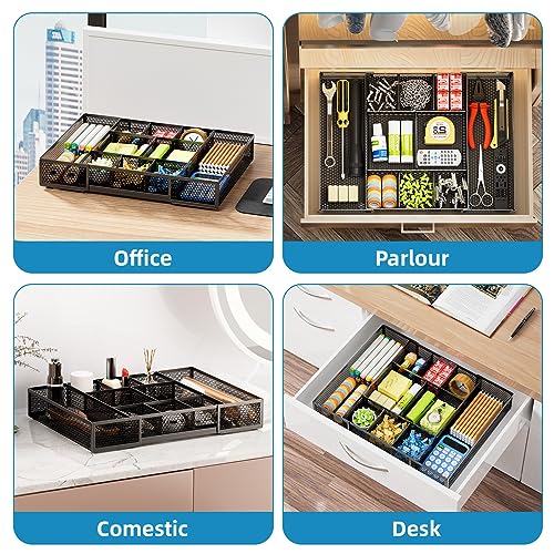 Expandable Desk Drawer Organizer (Black-2P)