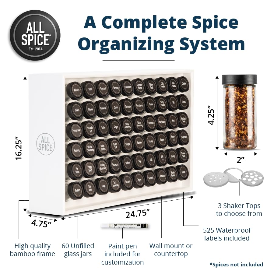 Spice Rack Organizer (60 Jar / Matte White)