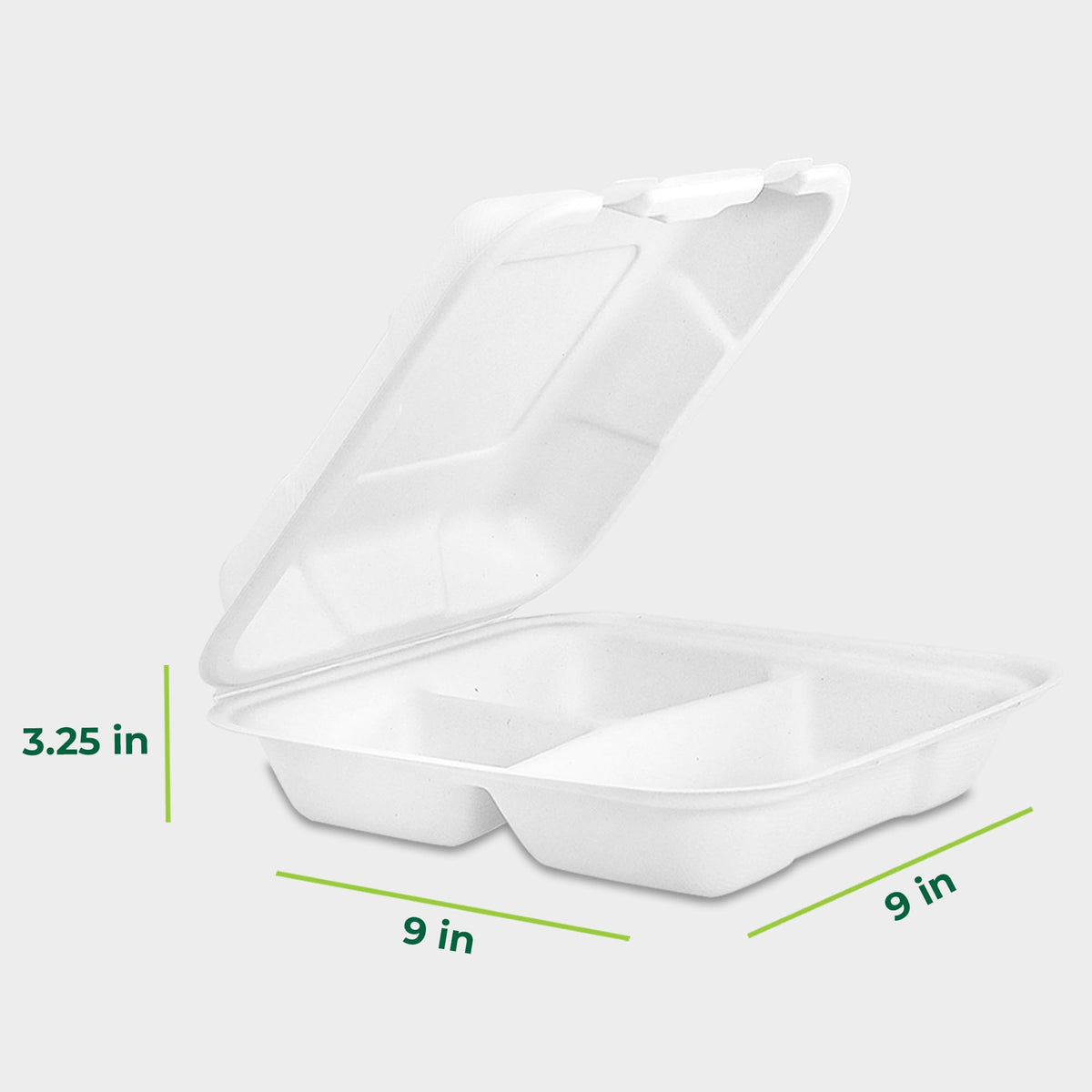 Clamshell Food Containers with Lids [9x9"] 3 (9 x 9 Inch, 50 Pack)