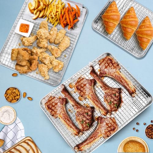 17.5 + 16 + 10.4 Inch Cookie Baking Sheet Pan with Wire Rack (17.5 + 16 + 10.4 Inch)