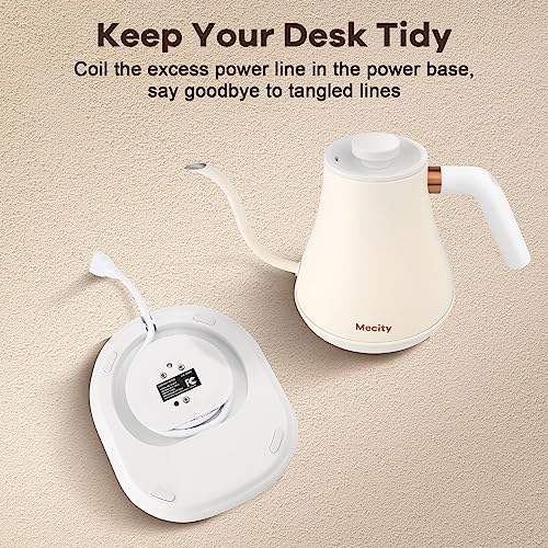 Electric Gooseneck Kettle With Keep Warm Function & LCD Display Automatic Shut Off Coffee Kettle Temperature Control Pour Over Kettle 1200 Watt (Milk White)