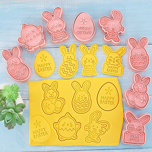 8 Pcs Cookie Cutters Set 3D Holiday Cookie Cutters for Party Baking Decoration (Easter (8 Pcs))