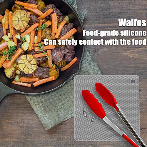 Silicone Trivet Mats (7in, 4 Grey Square)