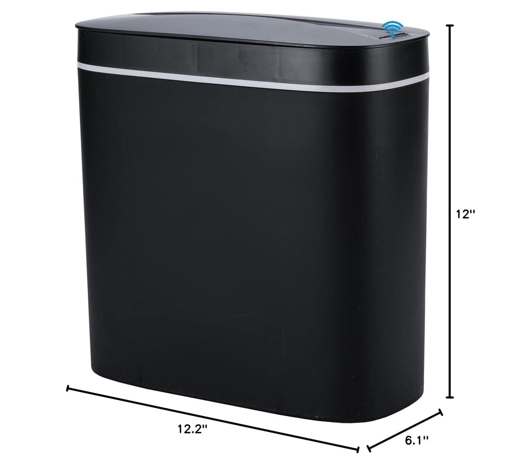 14 Liters Automatic Bathroom Trash Can with Lid (14L Black)