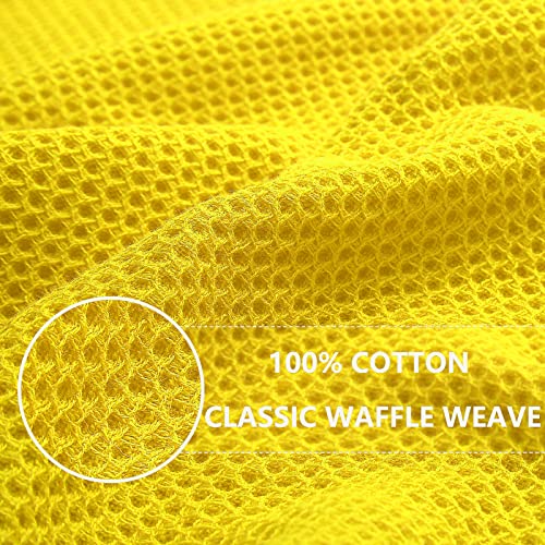 100% Cotton Waffle Weave Kitchen Dish Cloths 12 (Yellow / 12 X 12 - 12 Pack)