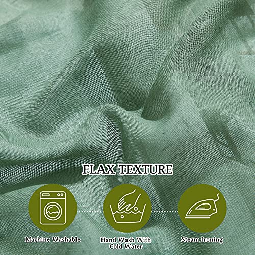 Flax Linen Sheer Curtains 108" Long for Windows (52"W x 108"L (Pack of 2) / Olive Green)