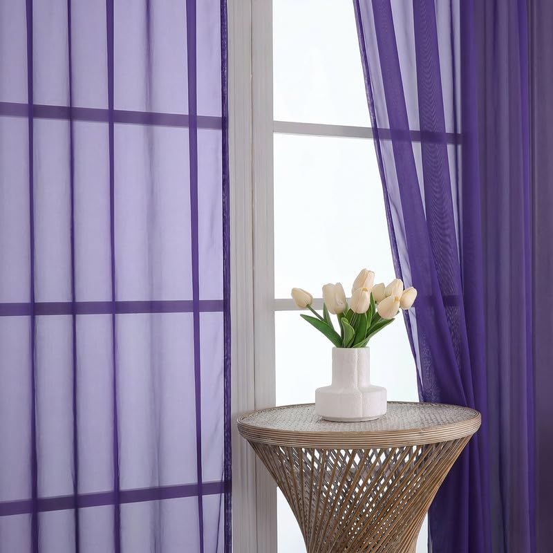 Purple Sheer Curtains 78 Inches Long 2 Panels (Purple / 42"W x 78"L (Pack of 2))