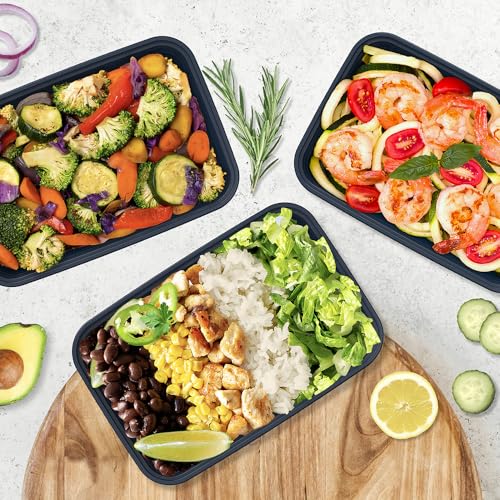 Prep - 20-Piece 1-Compartment Reusable Meal Prep Containers with Lids, PFAS & BPA Free Materials, Durable, Microwave, Freezer, & Dishwasher Safe To Go Food Storage (Navy Blue) (Navy Blue)