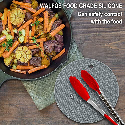 Silicone Trivet Mats (7+9in, 4 Nordic Grey Round)