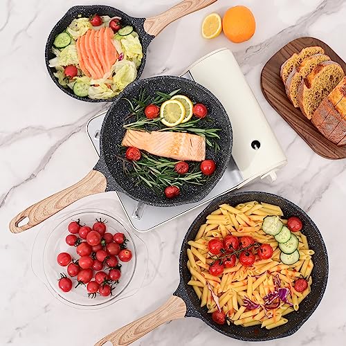 8 & 9.5 & 10 Inch Nonstick Frying Pan Sets for Cooking (Gray / 8"+9.5"+11"/3 pcs)