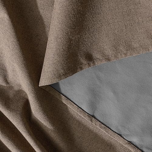 Brown 100% Blackout Linen Curtains 78 Inch Long for Bedroom (Brown / 52"W x 78"L (Pack of 2))