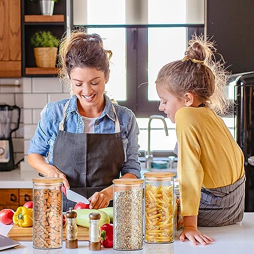 32 oz Glass Jars with Bamboo Lids 8 pcs Glass Food Storage Containers with Airtight Bamboo Lids (8 Model (32OZ 8Pack))