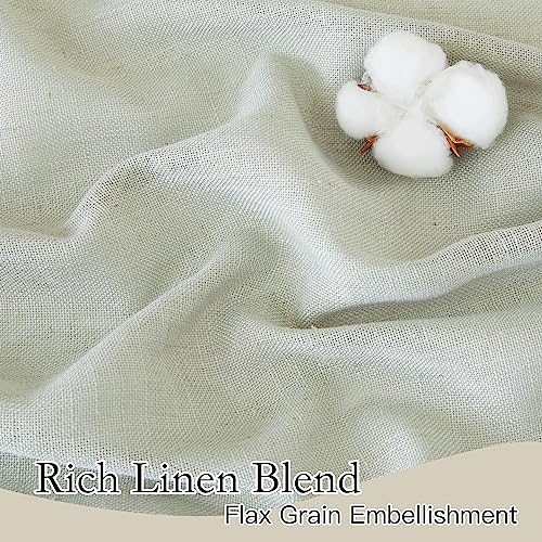 Linen Semi Sheer Kitchen Window Curtains Over Sink 36 inches Length (Sage Green / 52"W x 36"L (Pack of 2))