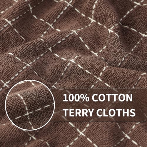 100% Cotton Terry Kitchen Towels (Brown / 13 X 28 - 4 Pack)