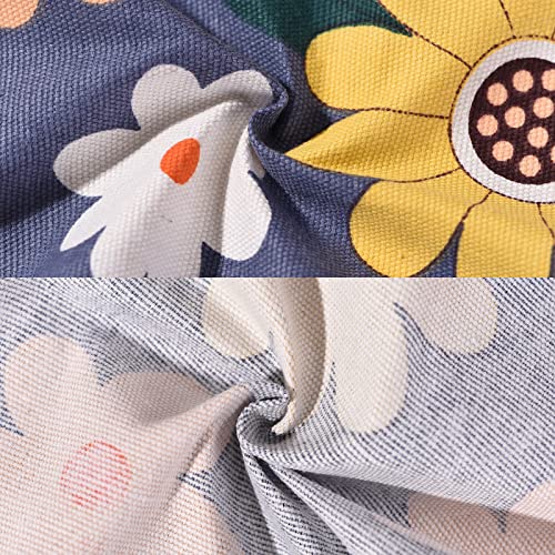 2 Pack Floral Apron for Women with Pockets (Blue/Flowers)